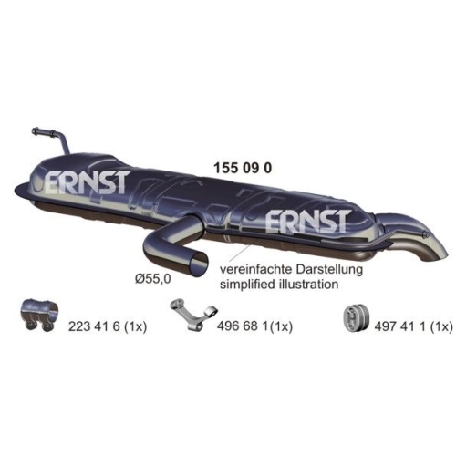 1 Rear Muffler ERNST 155090 VAG