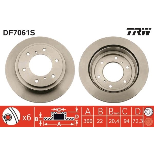 1 Brake Disc TRW DF7061S MITSUBISHI