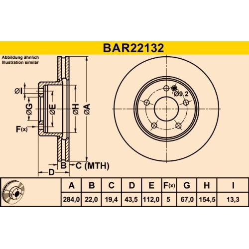 Bremsscheibe BARUM BAR22132 MERCEDES-BENZ