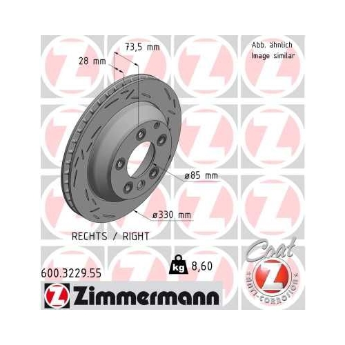 2 Brake Disc ZIMMERMANN 600.3229.55 BLACK Z VAG