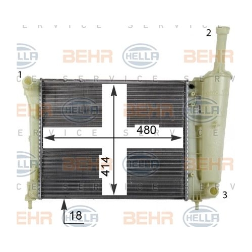 Radiator, engine cooling HELLA 8MK 376 790-054 FIAT FORD