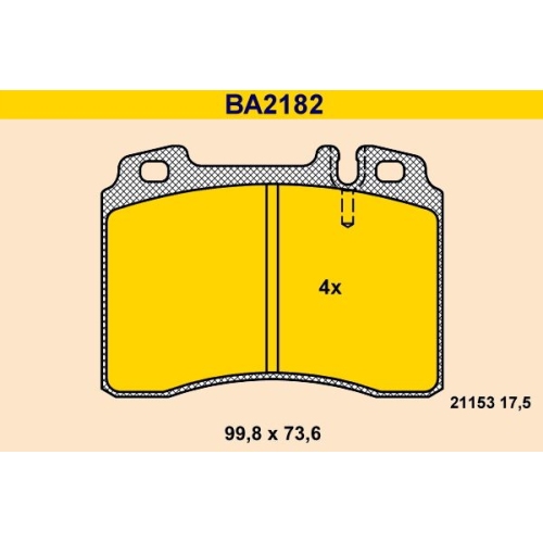 1 Brake Pad Set, disc brake BARUM BA2182 MERCEDES-BENZ