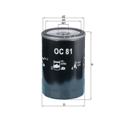 1 Oil Filter MAHLE OC 81 GMC CATERPILLAR