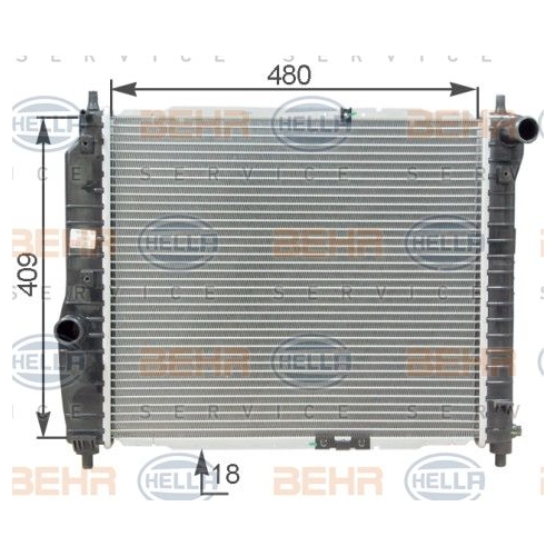 Radiator, engine cooling HELLA 8MK 376 762-641 CHEVROLET DAEWOO