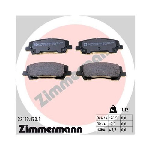 4 Brake Pad Set, disc brake ZIMMERMANN 22112.170.1 FORD FORD USA