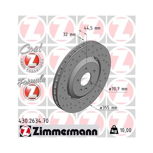 1 Brake Disc ZIMMERMANN 430.2634.70 FORMULA Z BRAKE DISC OPEL GENERAL MOTORS