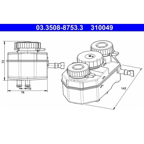 Ausgleichsbehälter, Bremsflüssigkeit ATE 03.3508-8753.3 MERCEDES-BENZ
