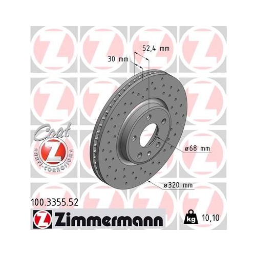 2 Brake Disc ZIMMERMANN 100.3355.52 SPORT BRAKE DISC COAT Z VAG