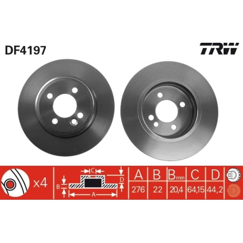 2 Brake Disc TRW DF4197 MINI