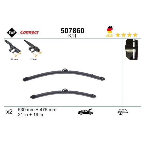 1 Wiper Blade SWF 507860 CONNECT MADE IN GERMANY