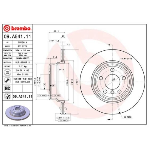 Bremsscheibe BREMBO 09.A541.11 COATED DISC LINE BMW