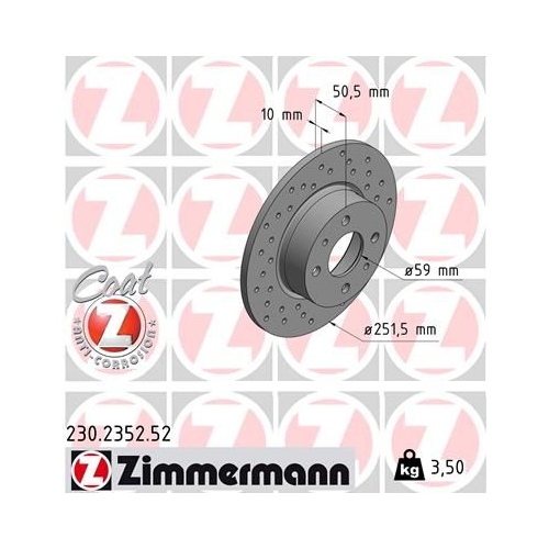 2 Brake Disc ZIMMERMANN 230.2352.52 SPORT BRAKE DISC COAT Z FIAT