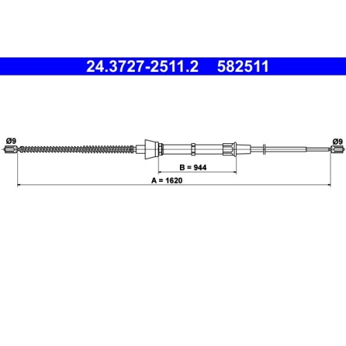 1 Cable Pull, parking brake ATE 24.3727-2511.2 SKODA