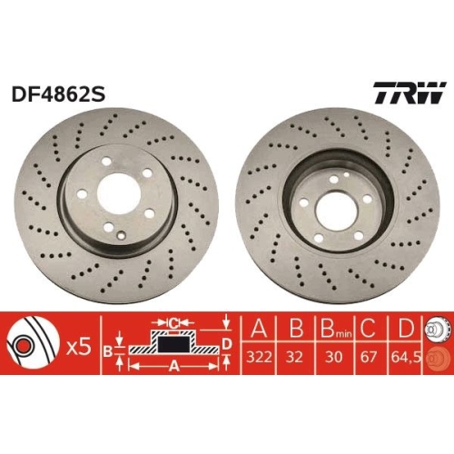 1 Brake Disc TRW DF4862S MERCEDES-BENZ