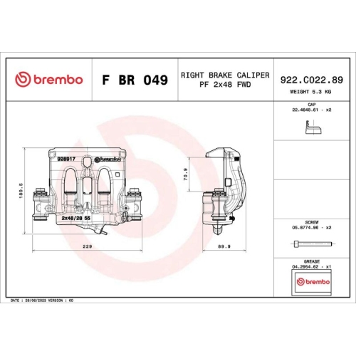 Bremssattel BREMBO F BR 049 PRIME LINE MERCEDES-BENZ
