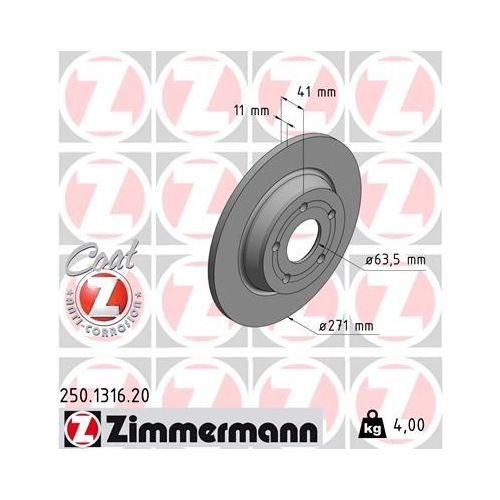 2 Brake Disc ZIMMERMANN 250.1316.20 COAT Z FORD