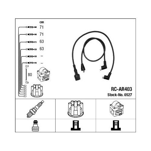 1 Ignition Cable Kit NGK 0527 ALFA ROMEO FIAT LANCIA FERRARI MASERATI ABARTH