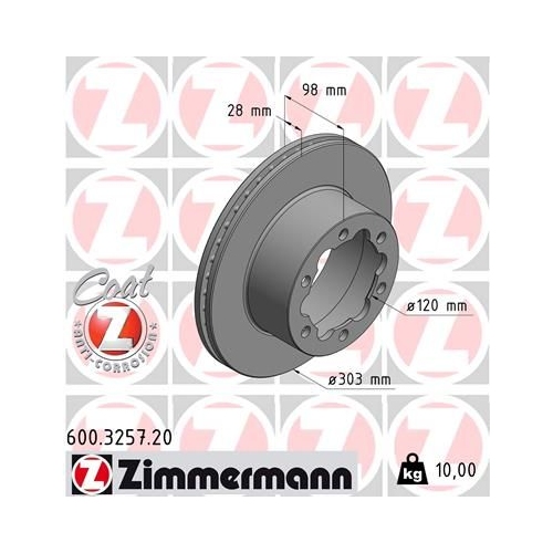 2 Brake Disc ZIMMERMANN 600.3257.20 COAT Z VAG