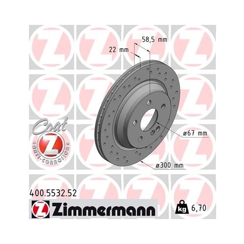 2 Brake Disc ZIMMERMANN 400.5532.52 SPORT BRAKE DISC COAT Z MERCEDES-BENZ