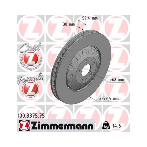 1 Brake Disc ZIMMERMANN 100.3375.75 FORMULA Z BRAKE DISC VAG