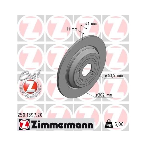 2 Brake Disc ZIMMERMANN 250.1397.20 COAT Z FORD
