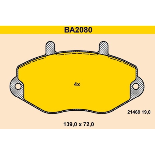 1 Brake Pad Set, disc brake BARUM BA2080 FORD