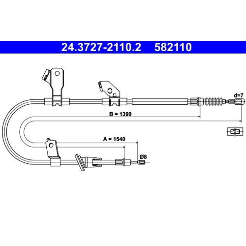 1 Cable Pull, parking brake ATE 24.3727-2110.2 MITSUBISHI