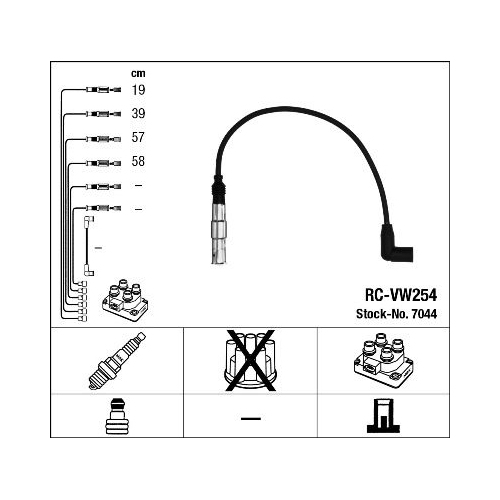 1 Ignition Cable Kit NGK 7044 AUDI SEAT SKODA VW LAMBORGHINI BENTLEY