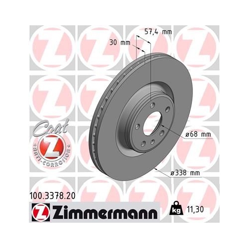 1 Brake Disc ZIMMERMANN 100.3378.20 COAT Z VAG AUDI (FAW)