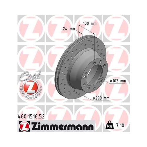 1 Brake Disc ZIMMERMANN 460.1516.52 SPORT BRAKE DISC COAT Z PORSCHE