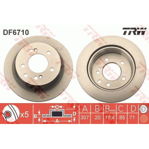 2 Brake Disc TRW DF6710 SSANGYONG