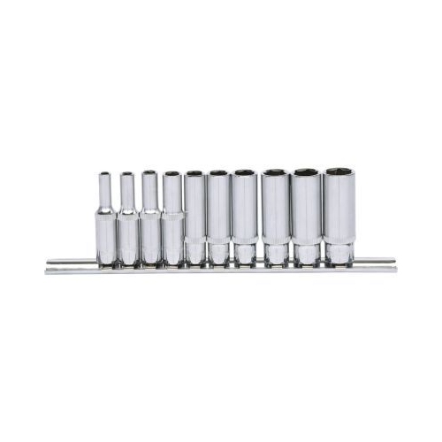 KS TOOLS 1/4 inch CHROMEplus Hexagonal socket set, deep, 10 pcs 4-13mm 918.0610