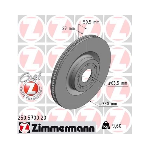 2 Brake Disc ZIMMERMANN 250.5700.20 COAT Z FORD