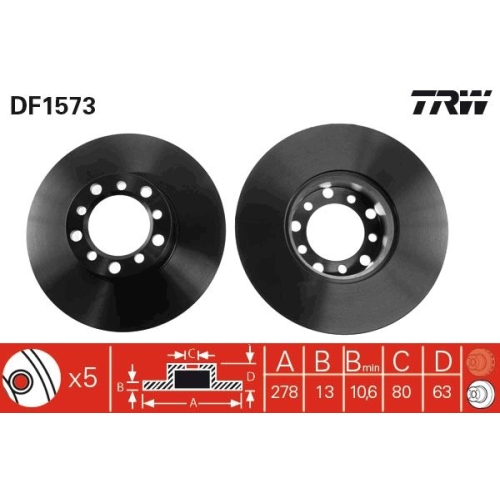 2 Brake Disc TRW DF1573 MERCEDES-BENZ