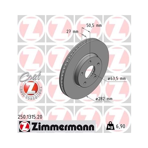 2 Brake Disc ZIMMERMANN 250.1315.20 COAT Z FORD