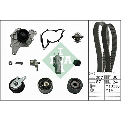 1 Water Pump & Timing Belt Kit INA 530 0539 30 AUDI SEAT SKODA VW