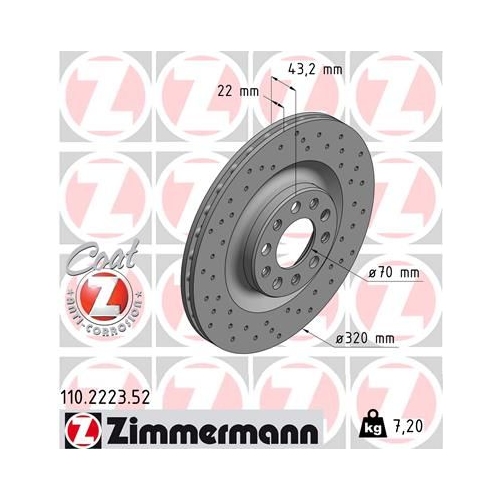 2 Brake Disc ZIMMERMANN 110.2223.52 SPORT BRAKE DISC COAT Z ALFA ROMEO