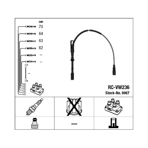 1 Ignition Cable Kit NGK 0967 AUDI SEAT SKODA VW LAMBORGHINI BENTLEY
