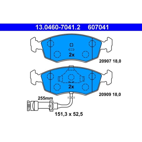 1 Brake Pad Set, disc brake ATE 13.0460-7041.2 FORD
