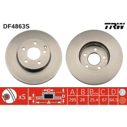 1 Brake Disc TRW DF4863S MERCEDES-BENZ BEIJING BENZ (BBDC)