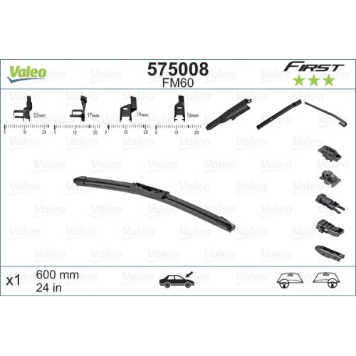 1 Wiper Blade VALEO 575008 FIRST MULTICONNECTION CITROËN MERCEDES-BENZ OPEL DS