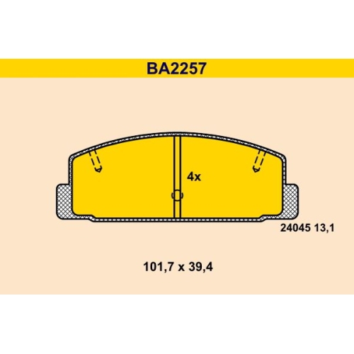 1 Brake Pad Set, disc brake BARUM BA2257 MAZDA