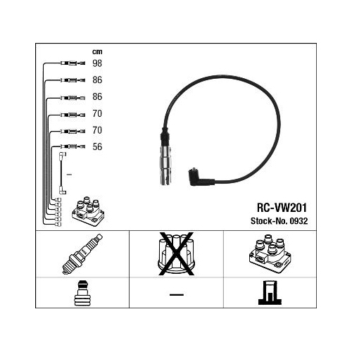 1 Ignition Cable Kit NGK 0932 AUDI SEAT SKODA VW LAMBORGHINI BENTLEY