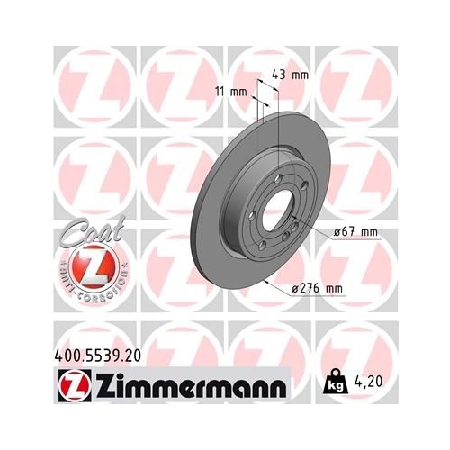 2 Brake Disc ZIMMERMANN 400.5539.20 COAT Z MERCEDES-BENZ