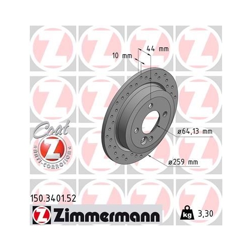 2 Brake Disc ZIMMERMANN 150.3401.52 SPORT BRAKE DISC COAT Z MINI