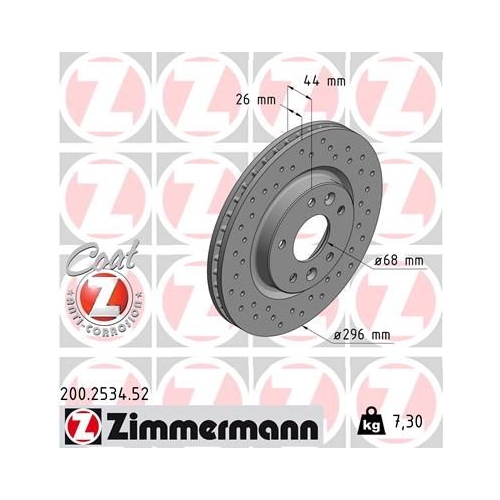 2 Brake Disc ZIMMERMANN 200.2534.52 SPORT BRAKE DISC COAT Z NISSAN RENAULT