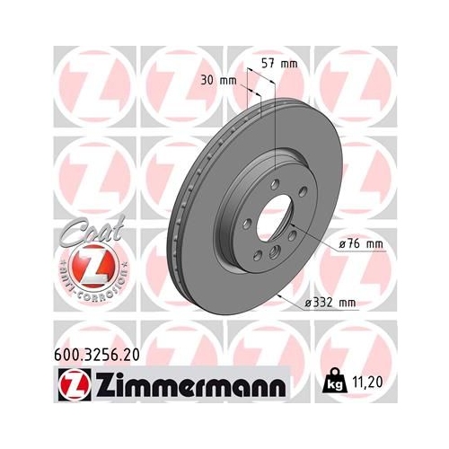 1 Brake Disc ZIMMERMANN 600.3256.20 COAT Z VAG