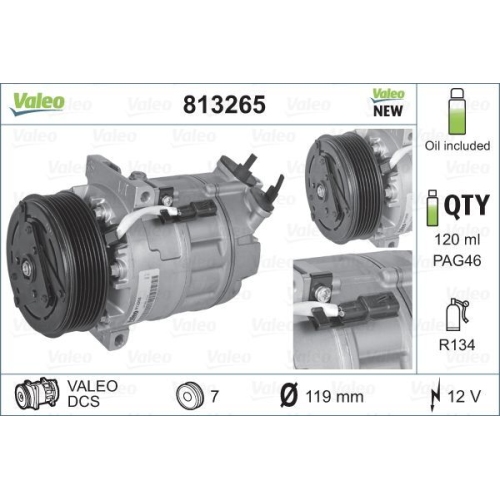 1 Compressor, air conditioning VALEO 813265 VALEO ORIGINS NEW OE TECHNOLOGY
