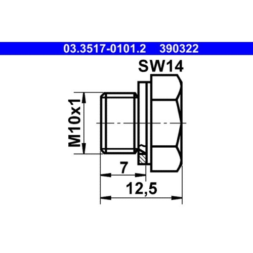 10 Screw Plug, brake master cylinder ATE 03.3517-0101.2 MERCEDES-BENZ OPEL SAAB
