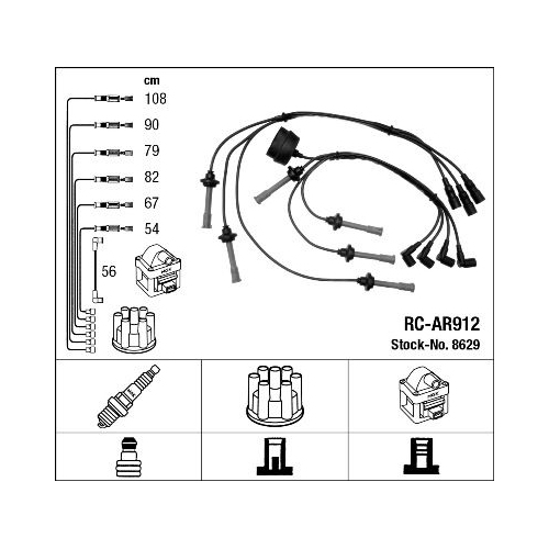 1 Ignition Cable Kit NGK 8629 ALFA ROMEO FIAT LANCIA FERRARI MASERATI ABARTH